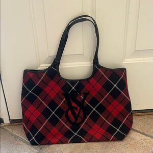 Victoria’s Secret Red and Black Plaid Tote Bag